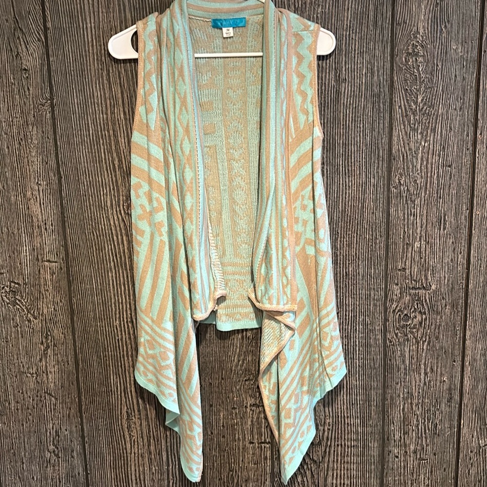 Francesca’s tan/turquoise Aztec cardigan, size M